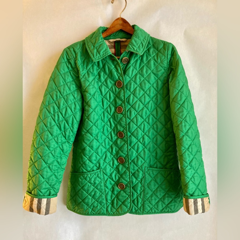 BURBERRY Classic Quilted Jacket - Kelly Green 🎄Women’s Small